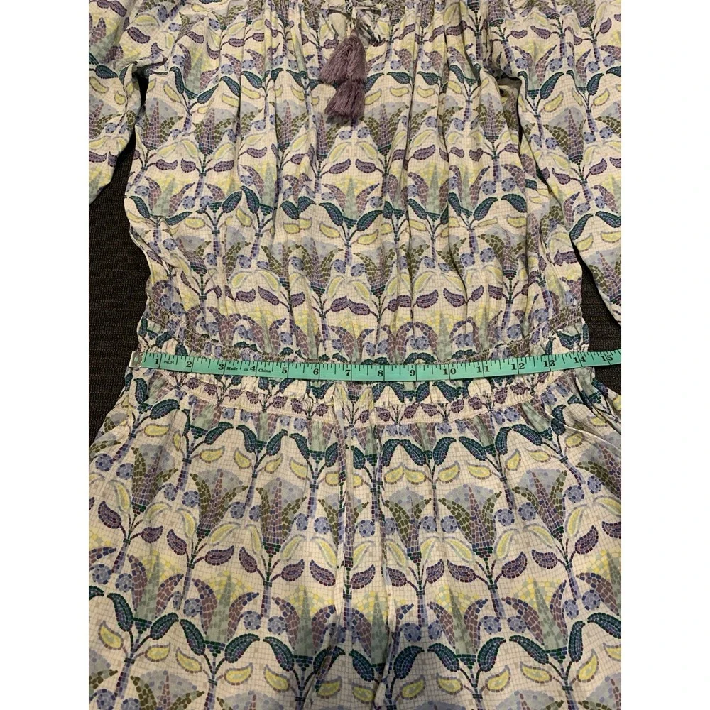 Tory Burch 100% Silk Mosaic Provence‎ Pompeii Romper Size XL Purple Floral